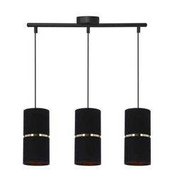 Lampa wisząca Gina czarny 3x60 E27  abażur 12x25 czarny złota folia+złoty pasek