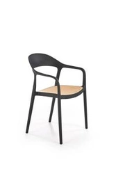 Krzesło do jadalni Sorana Intesi nowoczesne czarno-naturalne z podłokietnikami sztaplowane