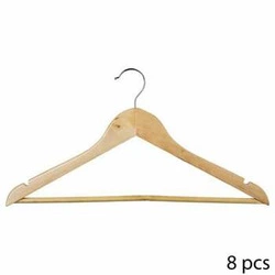 Zestaw 8 drewnianych wieszaków na ubrania do szafy 5five simply smart naturalny eukaliptus