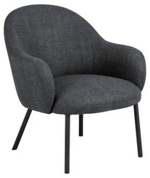 Fotel kubełkowy Spencer szary ciemny Basel do salonu nowoczesny z podłokietnikami tapicerowany