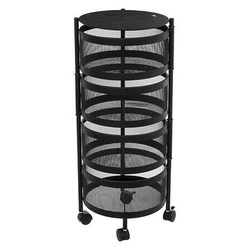 Metalowy wózek barowy na kółkach Mayaj czarny okrągły do kuchni loftowy 5five simply smart