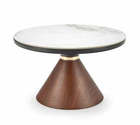 Stolik kawowy Suli okrągły biały marmur nowoczesny glamour do salonu 70 cm Intesi