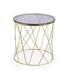 Stolik kawowy Borda okrągły szklany złoty nowoczesny 55 cm do salonu Intesi