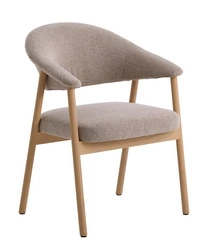 Krzesło tapicerowane Klen skandynawskie do jadalni z podłokietnikami dębowe beżowe