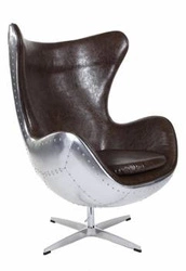 Fotel Jajo obrotowy z ekoskóry brązowy D2.DESIGN do salonu nowoczesny glamour