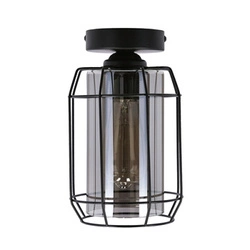 Nowoczesna lampa sufitowa Jonera czarna z dymionym szkłem do salonu i sypialni