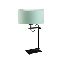 Lampka nocna do sypialni Alaska nowoczesna miętowa z abażurem i czarnym stelażem LYSNE 55 cm