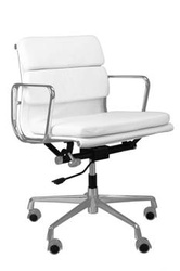 Fotel biurowy CH2171 PREMIUM inspirowany EA217 skóra biała, chrom
