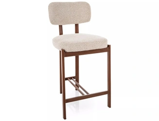 Hoker Montico beżowy z oparciem do kuchni tapicerowany nowoczesny