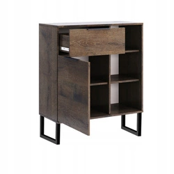 Komoda Anciano brązowa nowoczesna z półkami i szufladą na nóżkach do salonu Intesi