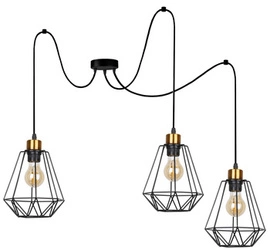 Lampa wisząca Primo czarna złota 3-punktowa loftowa do salonu kuchni jadalni