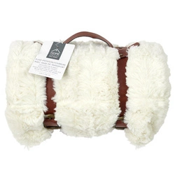 Koc Furry biały miękki koc polarowy na kanapę i łóżko z uchwytem Intesi 120x150