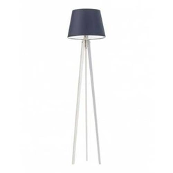 Lampa stojąca do salonu Curacao granatowy abażur nowoczesna drewniana trójnóg Lysne 158 cm