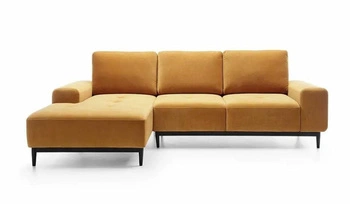 Narożnik z funkcją spania Revon żółty nowoczesny welurowy lewy do salonu 266 cm