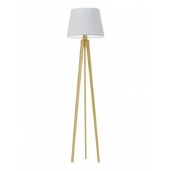 Lampa podłogowa stojąca do salonu Curacao Lysne nowoczesna drewniana z abażurem szarym 158 cm