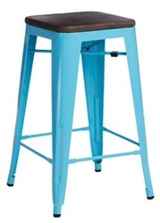 Hoker Paris Wood 65 cm industrialny bez oparcia do wyspy kuchennej niebieski orzech D2.DESIGN