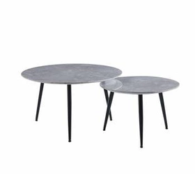 Zestaw 2 okrągłych stolików kawowych Tifa szary marmur nowoczesny loft do salonu 80/60 cm