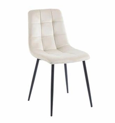 Krzesło tapicerowane Caro Velvet beżowe do jadalni i salonu welurowe na czarnych nogach