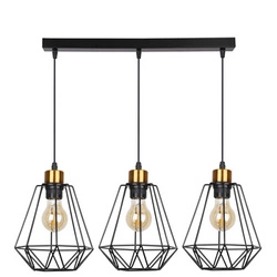 Lampa wisząca Primo czarna złota 3-punktowa loftowa do salonu i nad stół regulowana