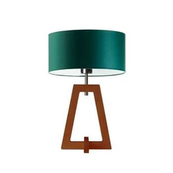 Lampka nocna Clio glamour z abażurem w zieleni butelkowej i mahoniową podstawą do sypialni