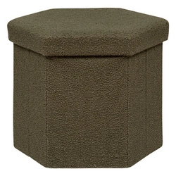 Pufa Jaiko boucle khaki ze schowkiem, składana, heksagonalna, do salonu, nowoczesna Atmosphera