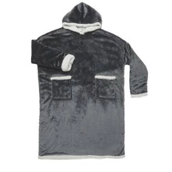 Intesi Snuddie bluzo koc polarowy szary na kanapę ciepły do salonu i sypialni