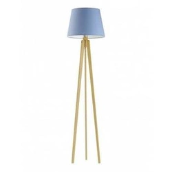 Lampa stojąca do salonu Curacao niebieska nowoczesna drewniana z abażurem Lysne 158 cm