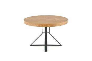 Stół okrągły rozkładany Merry dąb złoty czarne nogi nowoczesny do jadalni i salonu 120–160 cm