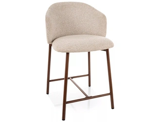 Hoker Tacoma beżowy do kuchni tapicerowany z oparciem loftowy