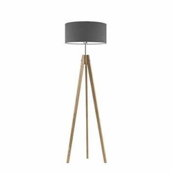 Lampa stojąca do salonu HAITI szara z abażurem glamour drewniana dębowa Lysne 138 cm