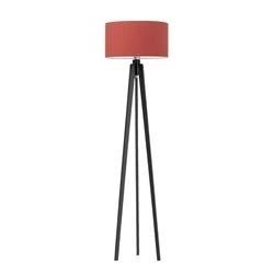 Lampa podłogowa trójnóg MIAMI glamour czerwony abażur hebanowy drewniany do salonu Lysne