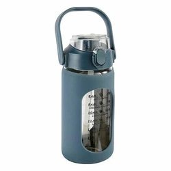 Butelka na wodę szklana 1l ze słomką motywacyjna granatowa 5five simply smart do pracy i na trening