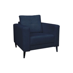 Fotel Lara nowoczesny fotel do salonu granatowy tapicerowany z podłokietnikami