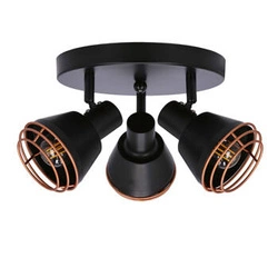 Plafon sufitowy Neria czarny metalowy z miedzianym kloszem do salonu nowoczesny 36 cm