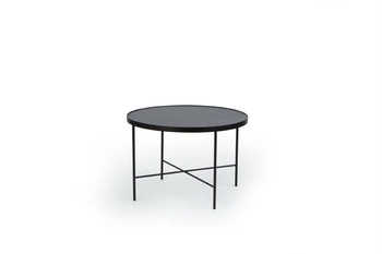 Stolik kawowy okrągły 60 cm marmurowy czarny nowoczesny do salonu Tre 600 NORDIFRA