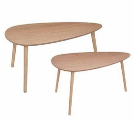 Zestaw 2 stolików kawowych drewnianych Mileo L naturalny loftowy do salonu Atmosphera