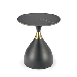 Stolik kawowy Cherka okrągły czarny marmur ceramika nowoczesny glamour do salonu 50 cm