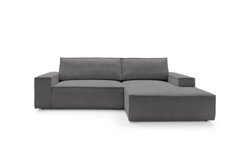 Narożnik z funkcją spania Molde M prawy sztruksowy szary z pojemnikiem do salonu Intesi