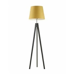 Lampa podłogowa drewniana glamour Aruba żółta z abażurem trójnóg do salonu Lysne