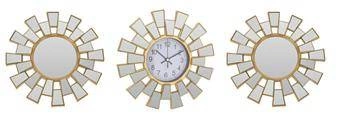 Zestaw Reish nowoczesny złoty zegar ścienny z lustrami do salonu lub przedpokoju Intesi