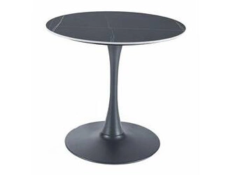 Stół okrągły do jadalni Esmeralda 80 cm czarny marmur nowoczesny glamour na jednej nodze Intesi