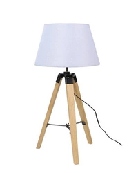 Lampka nocna do sypialni Lugano nowoczesna drewniana z abażurem biała Candellux 68 cm