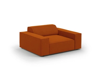 Fotel wypoczynkowy Jodie terracotta aksamitny do salonu łatwoczyszczący glamour z podłokietnikami