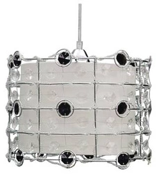 Lampa wisząca Seneca 30 czarna glamour z kryształami do salonu i jadalni 30 cm