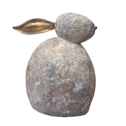 Intesi szara figurka wielkanocna królik 43 cm dekoracja do salonu i na stół z żywicy poliestrowej