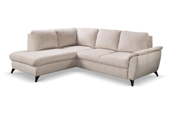 Narożnik z funkcją spania lewy Nevada beżowy nowoczesny do salonu z pojemnikiem