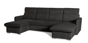 Narożnik Limi U z funkcją spania do salonu nowoczesny antracyt z pojemnikiem Intesi