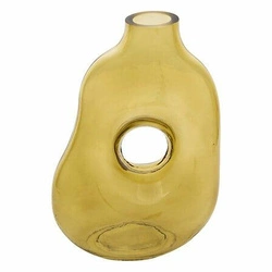 Wazon szklany Kaki żółty nowoczesny dekoracyjny na kwiaty do salonu Atmosphera 25 cm