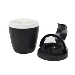 Lunchbox Travel Intesi okrągły czarny szczelny pojemnik na lunch z łyżką do pracy i szkoły