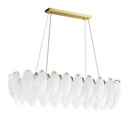 Lampa wisząca PIUMA LONG biała 100 cm szklana do salonu i nad stół glamour